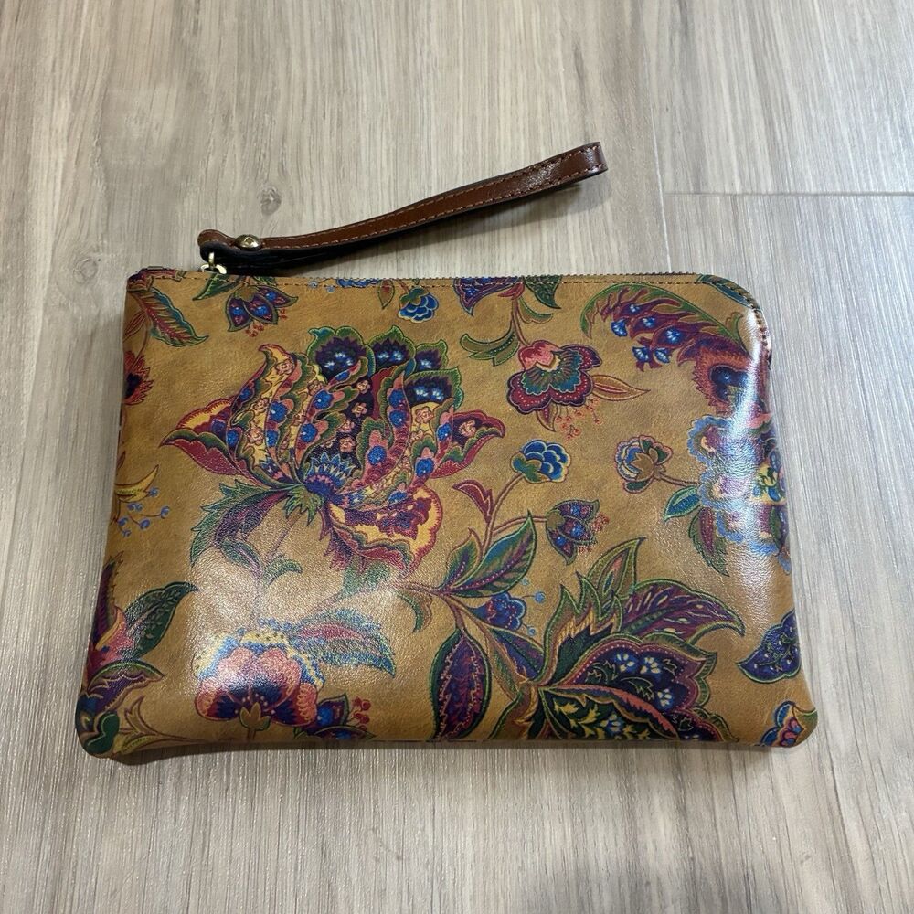 Patricia Nash Cassini Leather Wristlet Clutch French Tapestry Floral New In Box - Picture 2 of 7